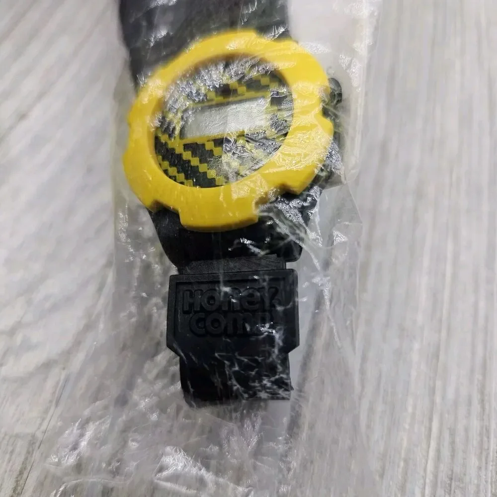 Vintage Old Stock 1990 Black‎ Yellow Honeycomb LCD Watch General Foods Untested